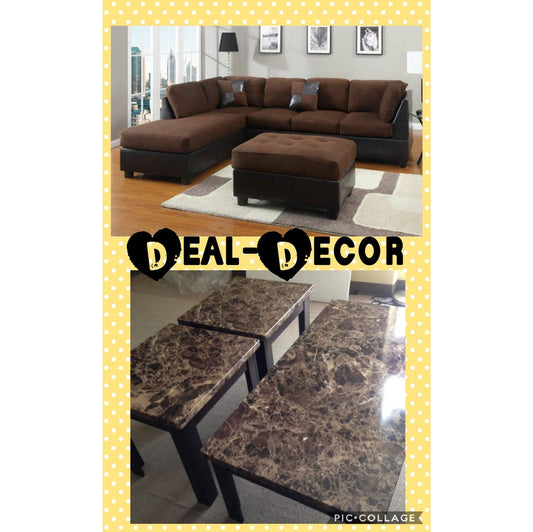 2325/3242 CHOCOLATE MICROFIBER SECTIONAL & 3PC END TABLE COMBO!!!
