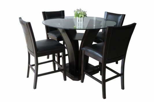 #3286 5PC COUNTER HEIGHT DINING WITH ROUND GLASS TOP