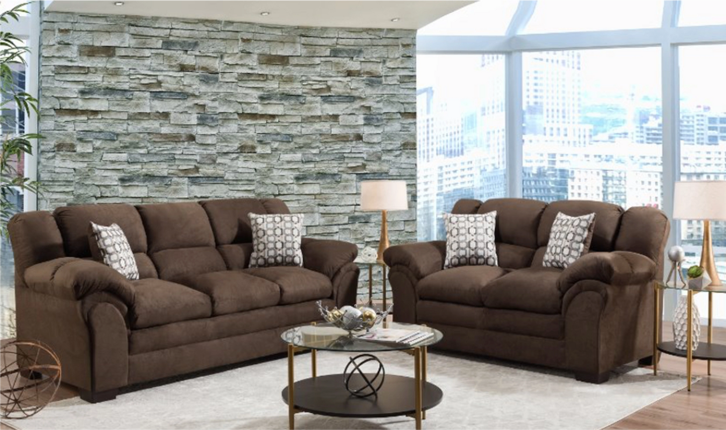 CHOCOLATE 2PC SOFA AND LOVESEAT
