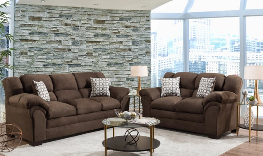 CHOCOLATE 2PC SOFA AND LOVESEAT