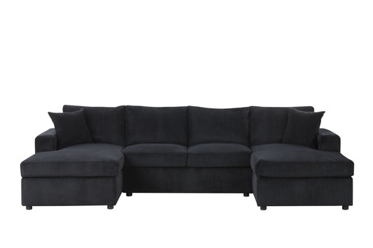 ZACK BLACK CORDUROY DOUBLE CHAISE SECTIONAL
