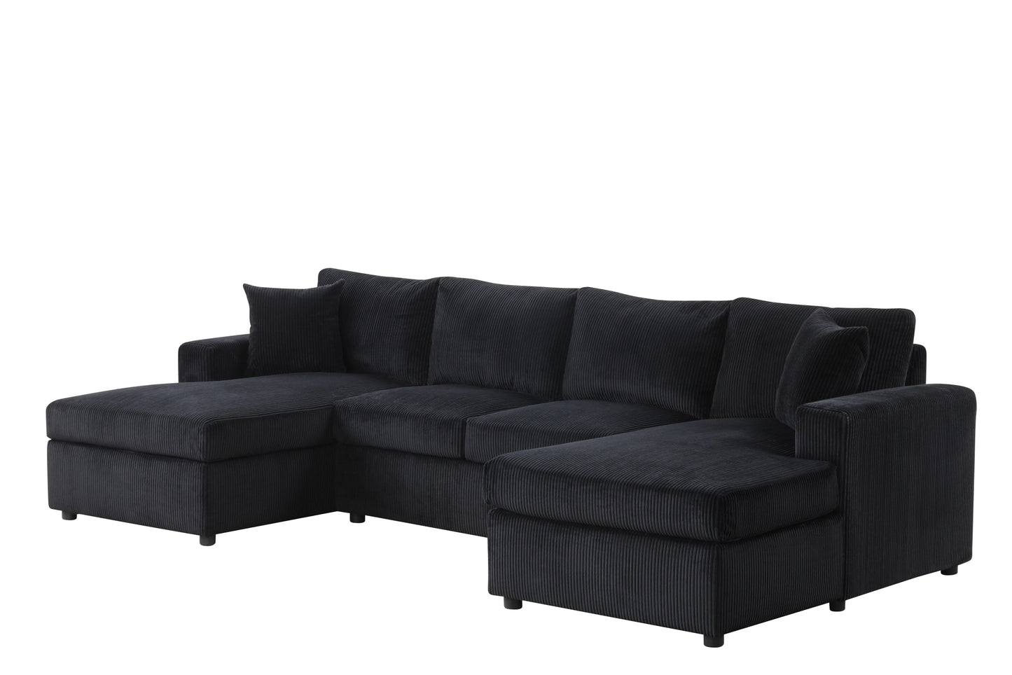ZACK BLACK CORDUROY DOUBLE CHAISE SECTIONAL
