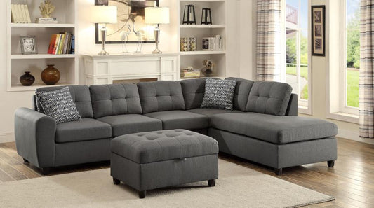 STONENESSE GRAY SECTIONAL WITH STORAGE OTTOMAN GRAY