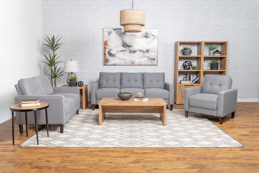 Bowen 3-piece Upholstered Track Arm Tufted Sofa Set Gray
