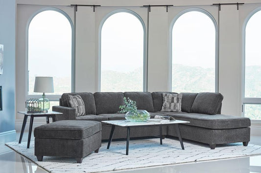 Mccord Upholstered Track Arm Sectional Sofa with Ottoman Dark Grey