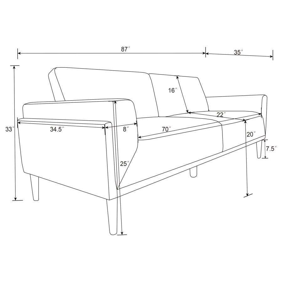 Rilynn Upholstered Track Arm Sofa Brown