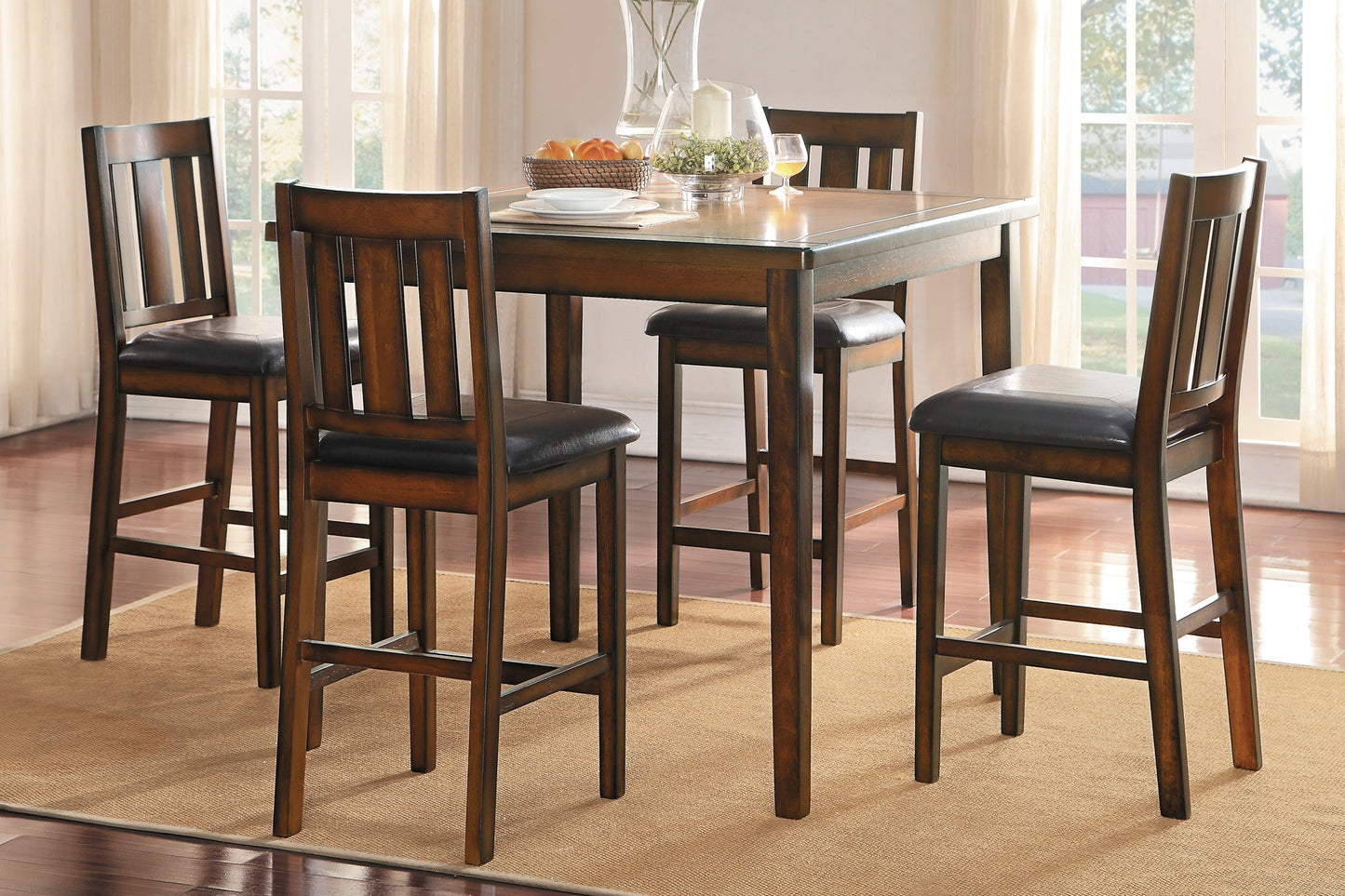 5PC BROWN & BLACK SQUARE DINING SET