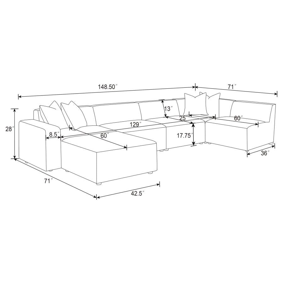 Freddie 6-piece Upholstered Modular Sectional Sofa Pearl