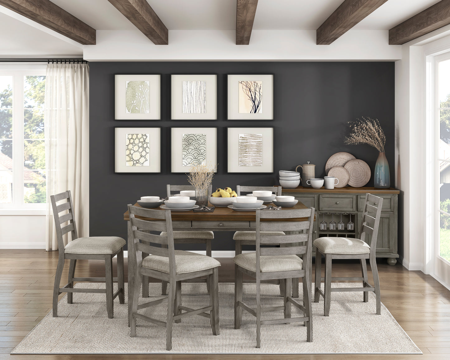 TIGARD COLLECTION 7 PC COUNTER HEIGHT DINING SET