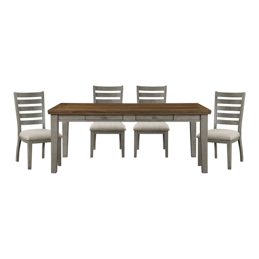 TIGARD COLLECTION 5PC CHERRY & GRAY DINING SET