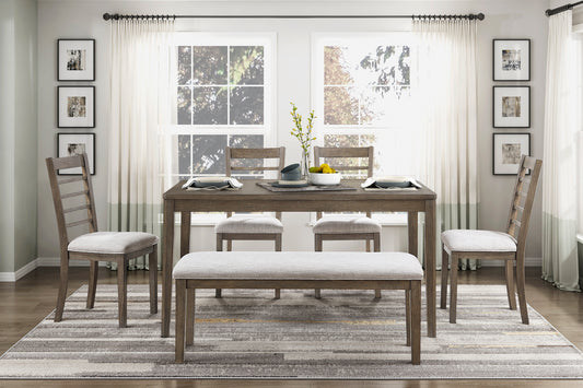 EMILIA COLLECTION 6PC DINING SET LIGHT BROWN
