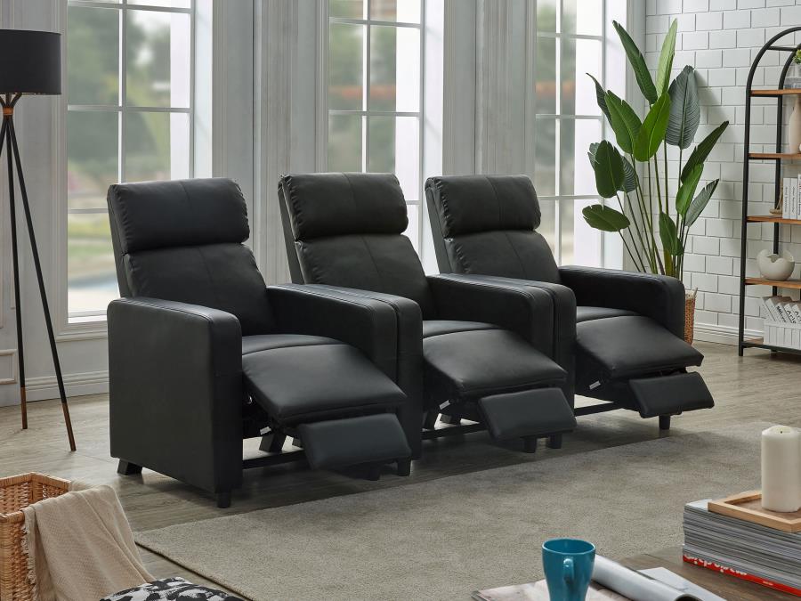 3 PC Toohey Upholstered Tufted Recliner Living Room Set Black