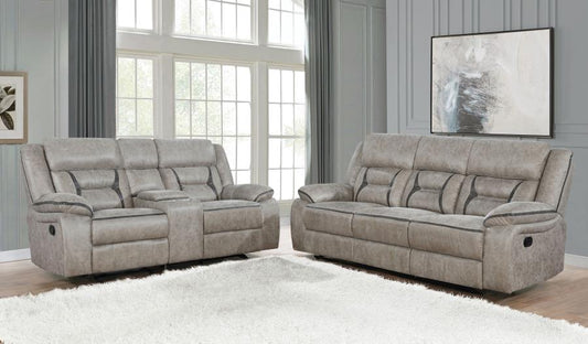 Greer 3-piece Upholstered Reclining Sofa Set Taupe
