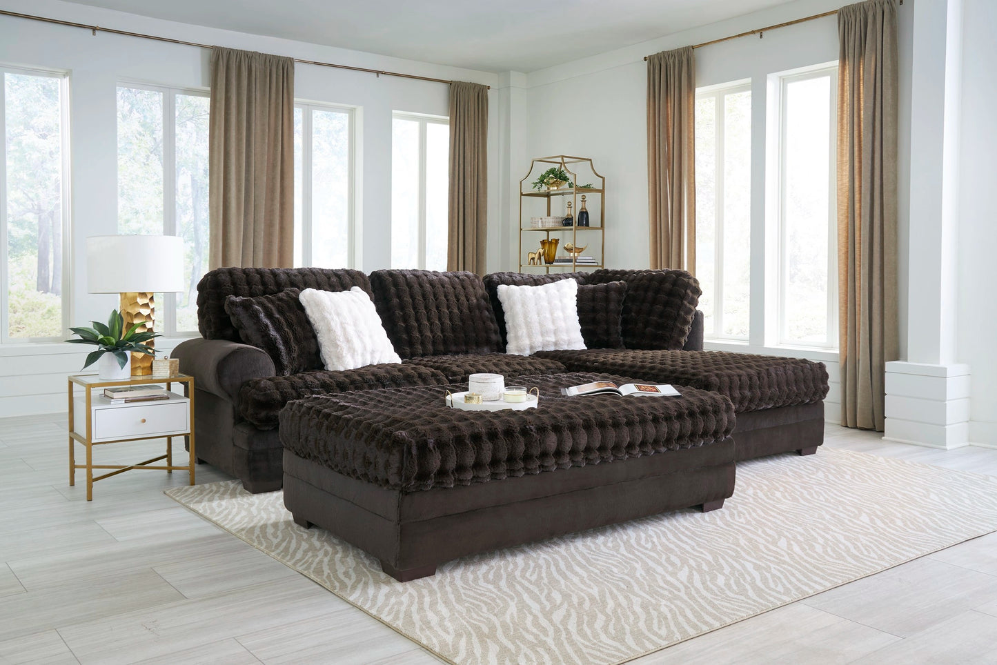 KAMA SECTIONAL W/OTTOMAN BROWN