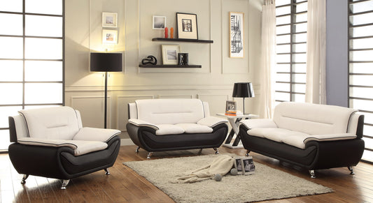 #878 3PC WHITE/BLACK SOFA, LOVE & CHAIR - ETA JAN 25TH!