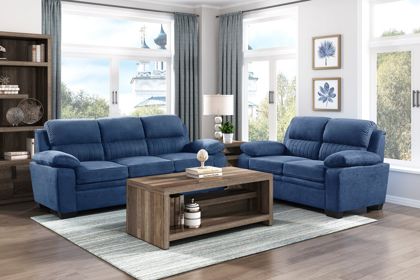HOLLEMAN COLLECTION 2PC SOFA AND LOVE BLUE