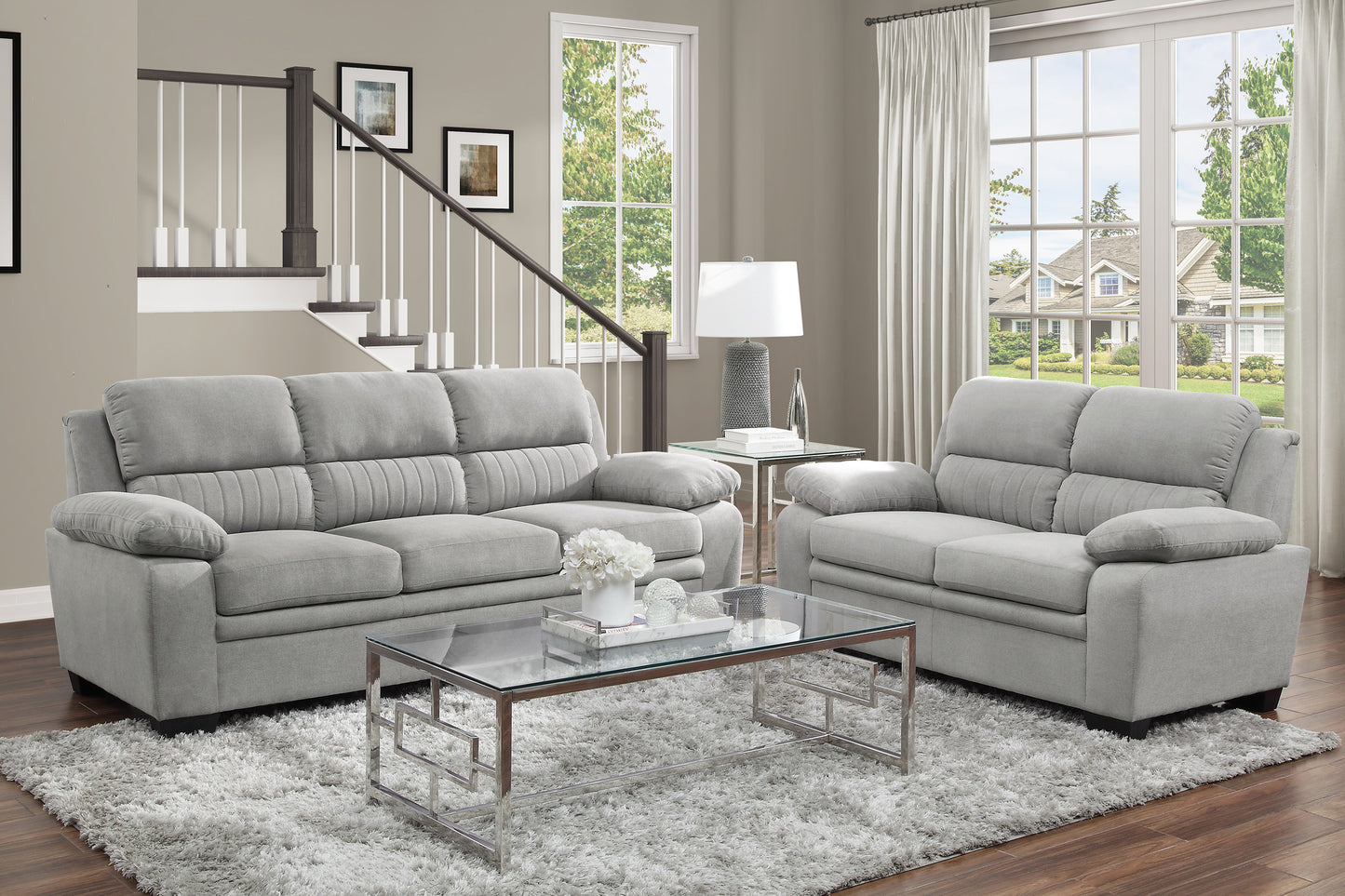 HOLLEMAN COLLECTION 2PC SOFA AND LOVE GRAY