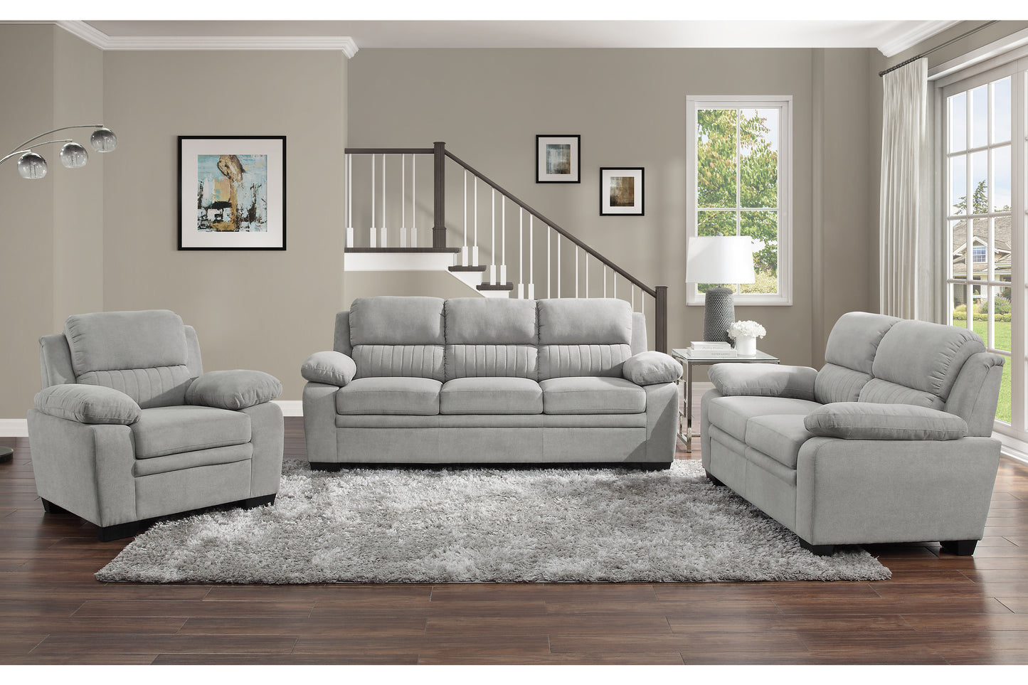 HOLLEMAN COLLECTION 3PC SOFA, LOVE AND CHAIR GRAY