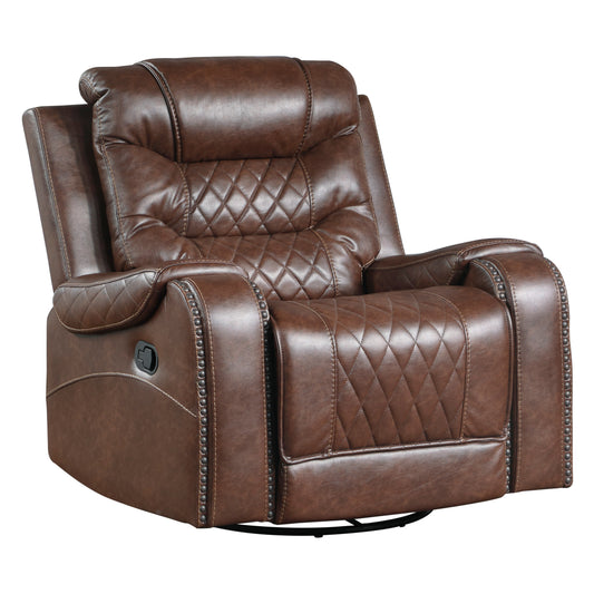 PUTNAM COLLECTION SWIVEL GLIDER RECLINING CHAIR BROWN