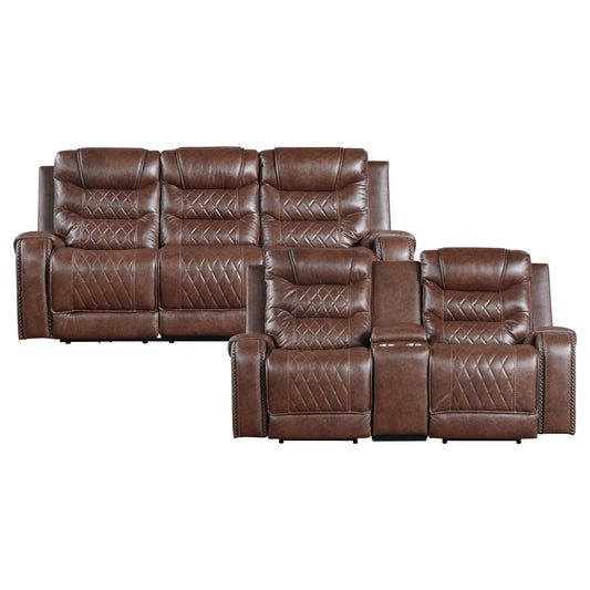 PUTNAM COLLECTION 2-PC POWER RECLINING SOFA AND LOVESEAT BROWN