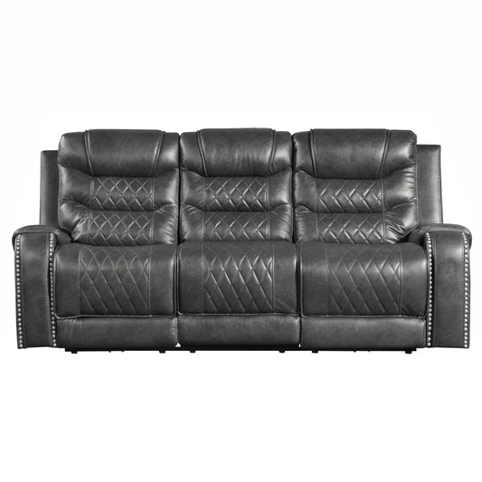 PUTNAM COLLECTION POWER DOUBLE RECLINING SOFA GRAY