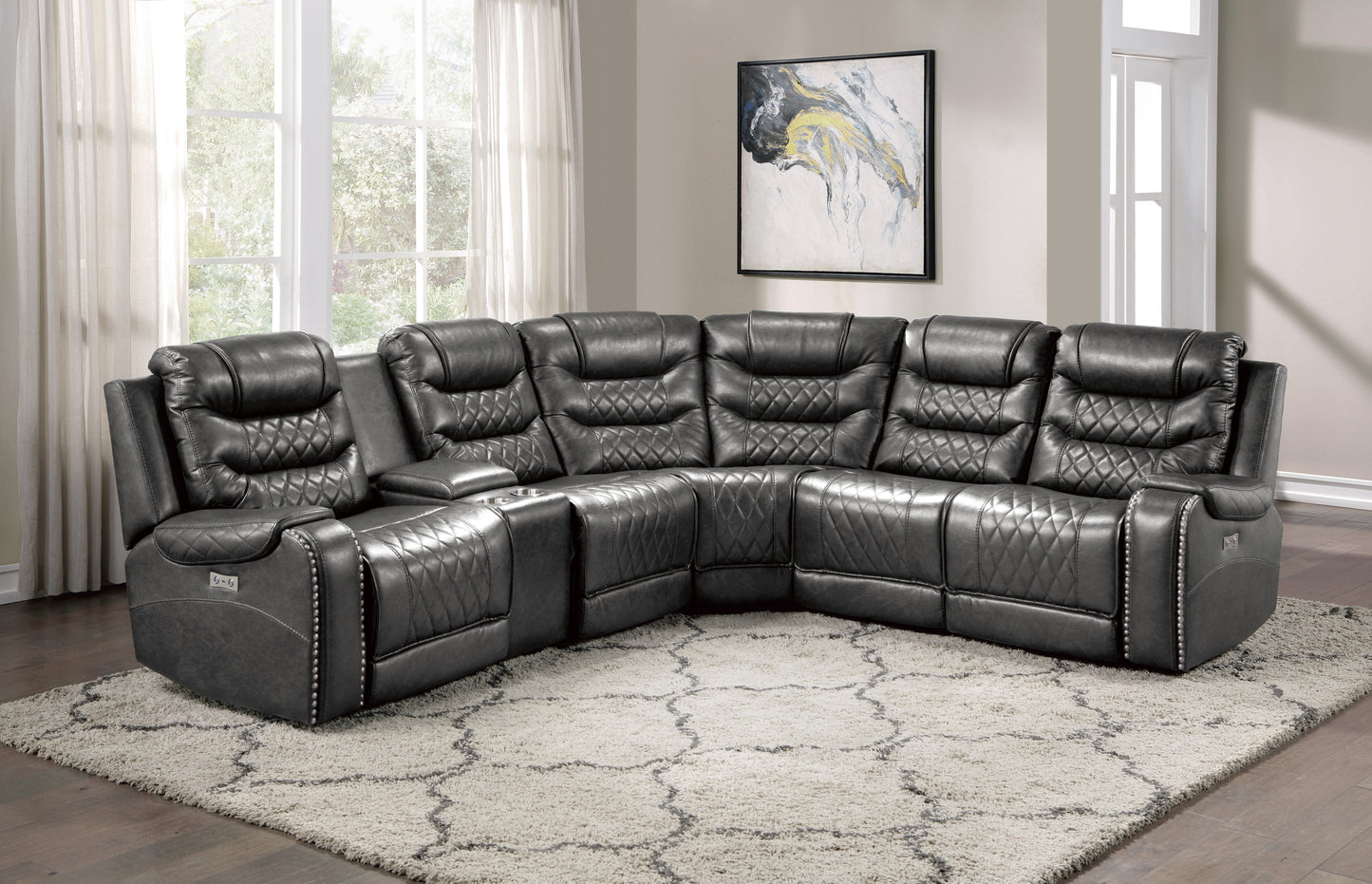 PUTNAM COLLECTION GRAY 6-Piece Modular Power Reclining Sectional Gray