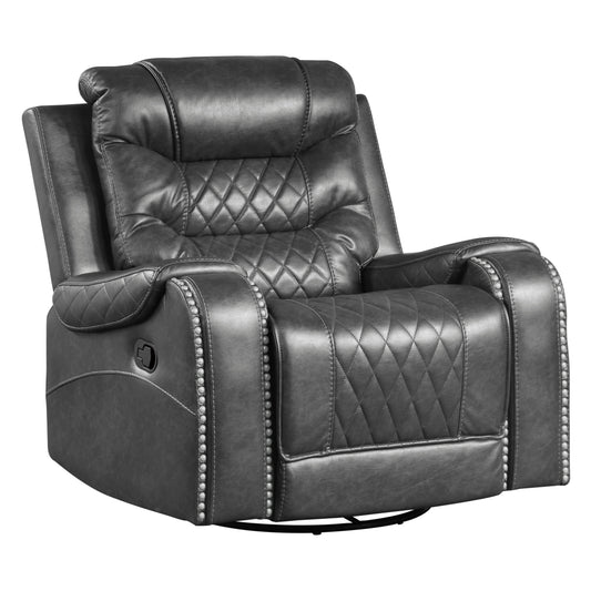 PUTNAM COLLECTION SWIVEL GLIDER RECLINING CHAIR GRAY