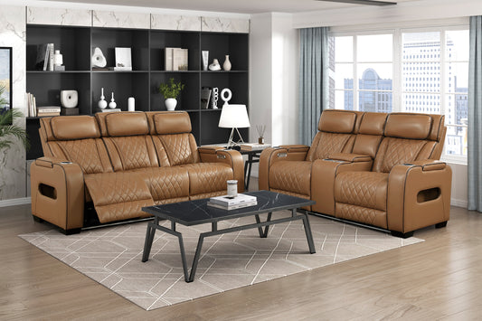 FAIRWAY COLLECTION 2PC RECLINING SOFA AND LOVESEAT BROWN