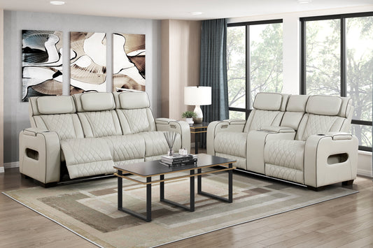 FAIRWAY COLLECTION 2PC RECLINING SOFA AND LOVESEAT LIGHT TOUPE