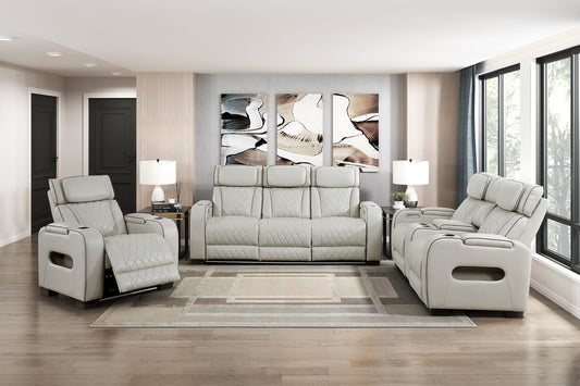 FAIRWAY COLLECTION 3 PC RECLINING SOFA, LOVESEAT AND CHAIR LIGHT TOUPE