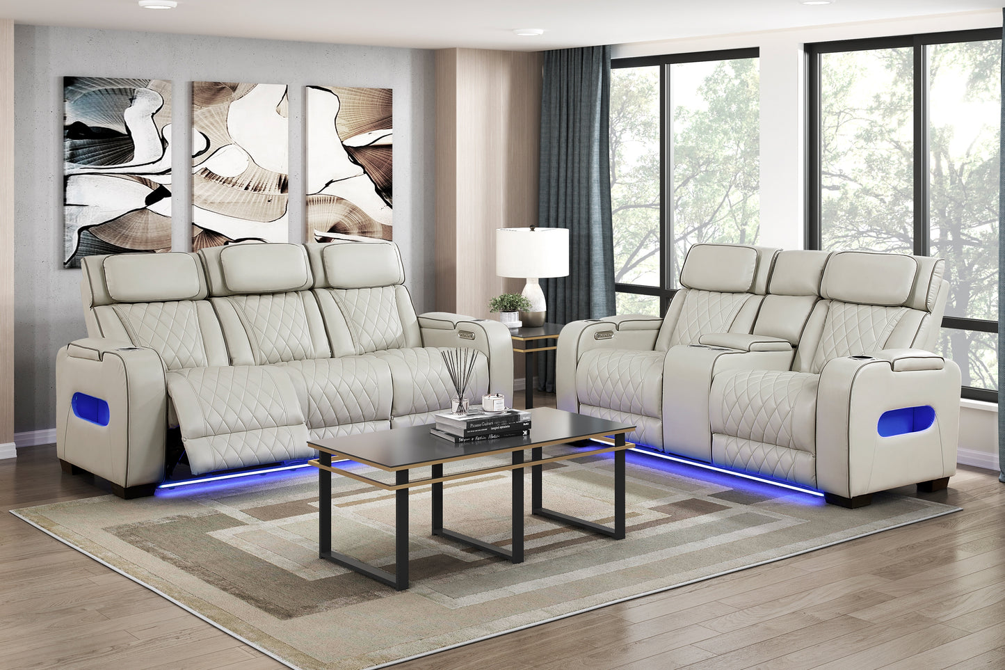 FAIRWAY COLLECTION 2PC RECLINING SOFA AND LOVESEAT LIGHT TOUPE
