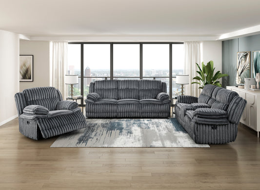 GOODLAND COLLECTION RECLINING 3 PC SOFA SET DARK GRAY