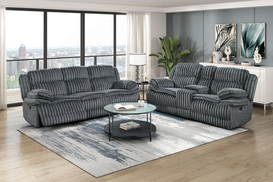 GOODLAND COLLECTION RECLINING 2 PC SOFA LOVESEAT DARK GRAY