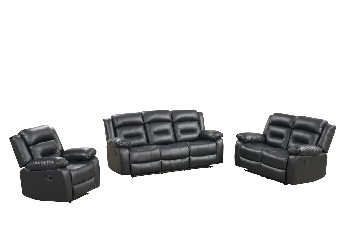 MARCUS 3PC RECLINING SOFA, LOVESEAT AND CHAIR BLACK
