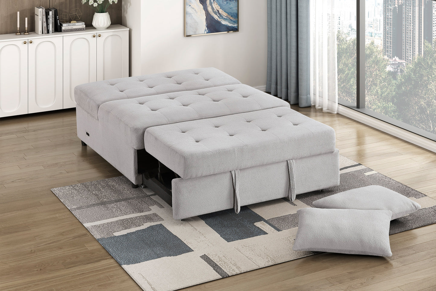 DESMOND COLLECTION CONVERTIBLE ARMLESS 2-SEATER GRAY