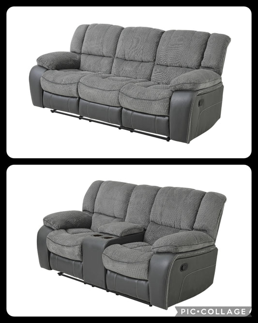 DAVID 2 PC RECLINING SOFA, LOVESEAT AND CHAIR GRAY