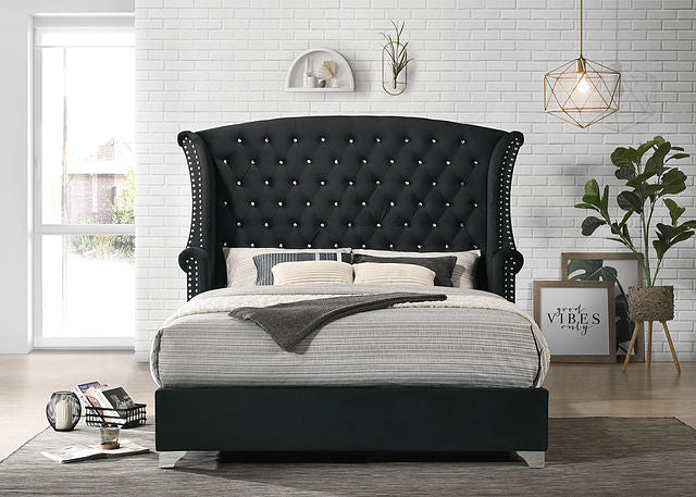 QN HABERSHAM BLACK VELVET BED FRAME