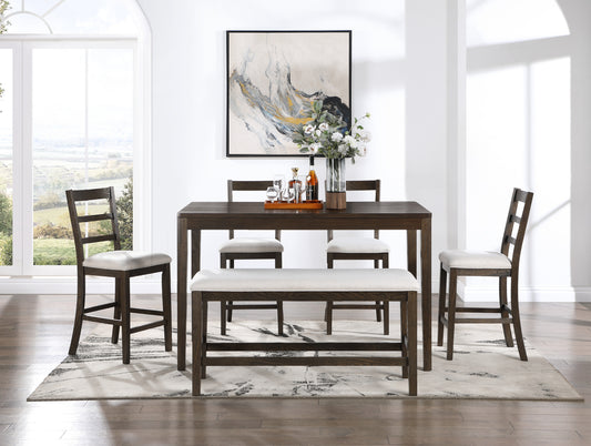 CLANTON COLLECTION 6PC COUNTER HEIGHT DINING SET