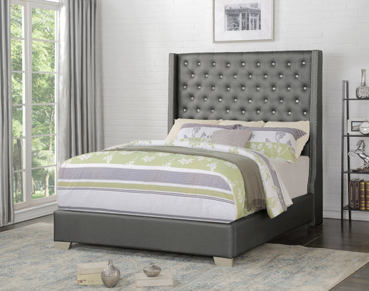UPHOLSTERED FULL BED FRAME SILVER