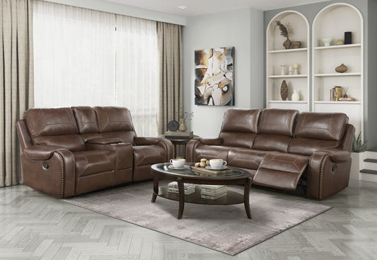 SHAWDOWFAX COLLECTION 2-PC RECLINING SOFA AND LOVESEAT BROWN