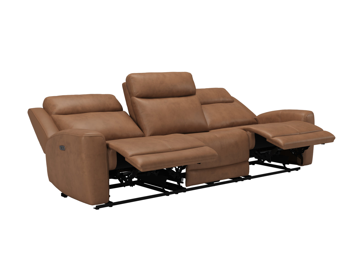 SADDLE GENUINE LEATHER MATCH POWER RECLINING SOFA