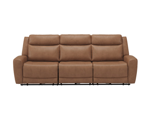 SADDLE GENUINE LEATHER MATCH POWER RECLINING SOFA