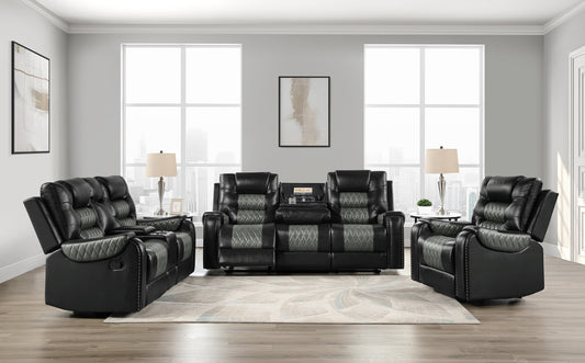 HART COLLECTION 3-PC RECLINING SOFA, LOVESEAT AND CHAIR BLACK