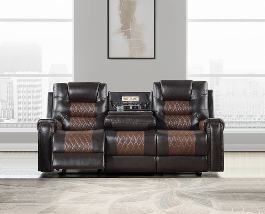 HART COLLECTION RECLINING 2-TONE SOFA BROWN