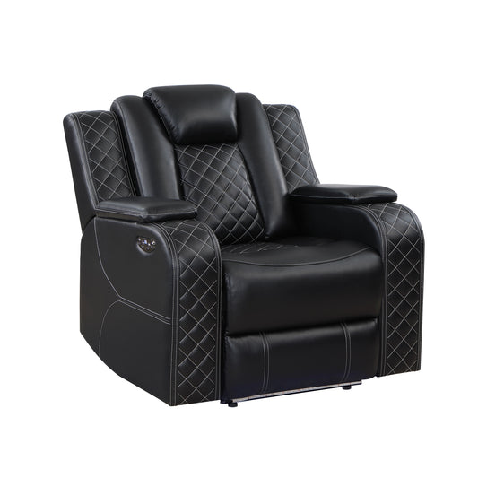 RADIANT COLLECTION POWER RECLINING CHAIR W/ POWER HEADREST, LED LIGHT BLACK