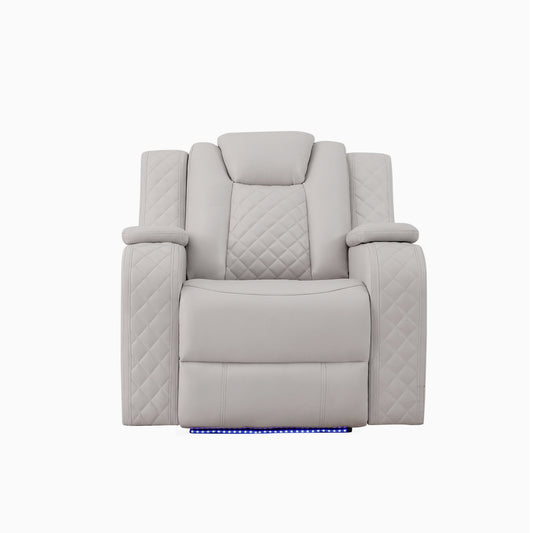 RADIANT COLLECTION POWER RECLINING CHAIR W/ POWER HEADREST, LED GRAY-WHITE