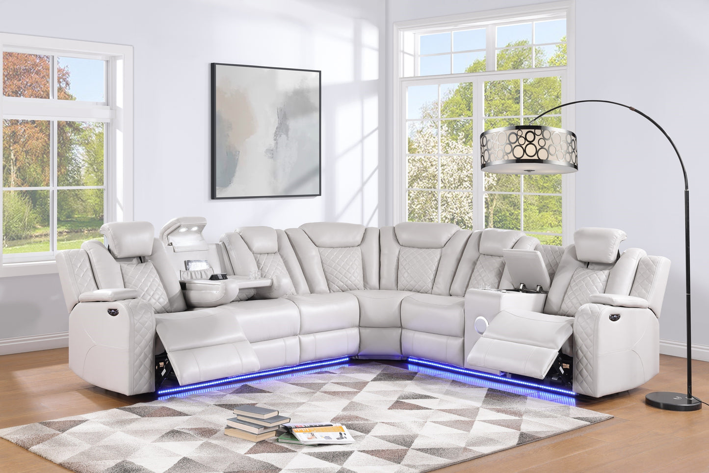 RADIANT COLLECTION 3-PIECE POWER RECLINING SECTIONAL GRAY-WHITE