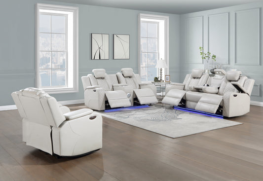 RADIANT COLLECTION 3 PC POWER RECLINING SOFA, LOVESEAT AND CHAIR GRAY-WHITE