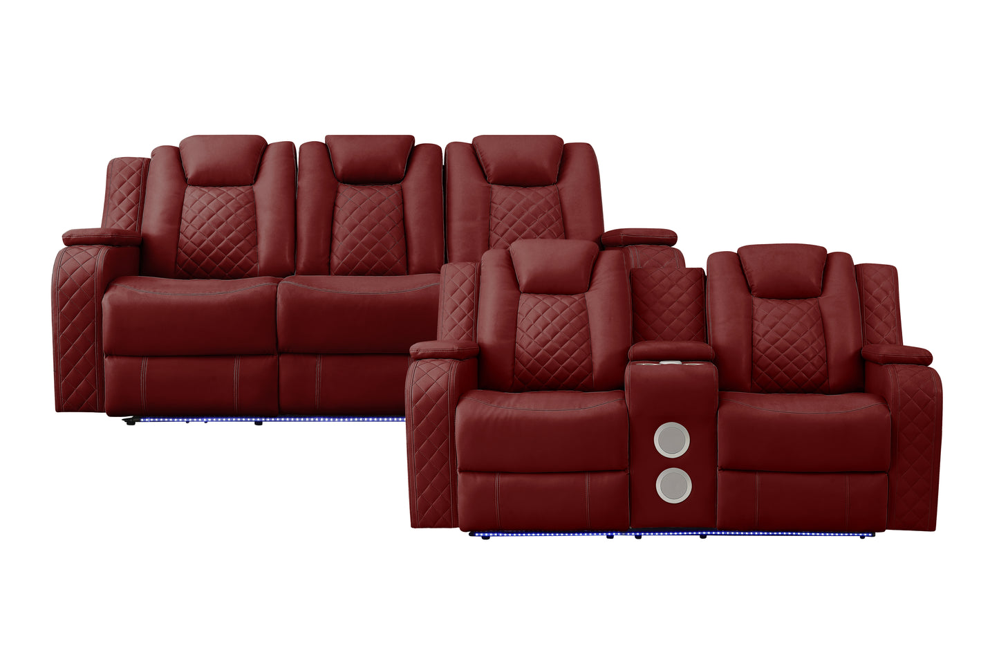 RADIANT COLLECTION 2-PC RECLINING SOFA AND LOVESEAT RED