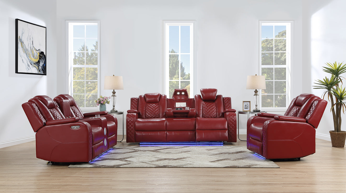 RADIANT COLLECTION 3 PC POWER RECLINING SOFA, LOVESEAT AND CHAIR RED